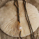 Long Black Agate Baroque Pearl Necklace