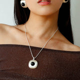 Brushed Metal Agate Pendant Necklace