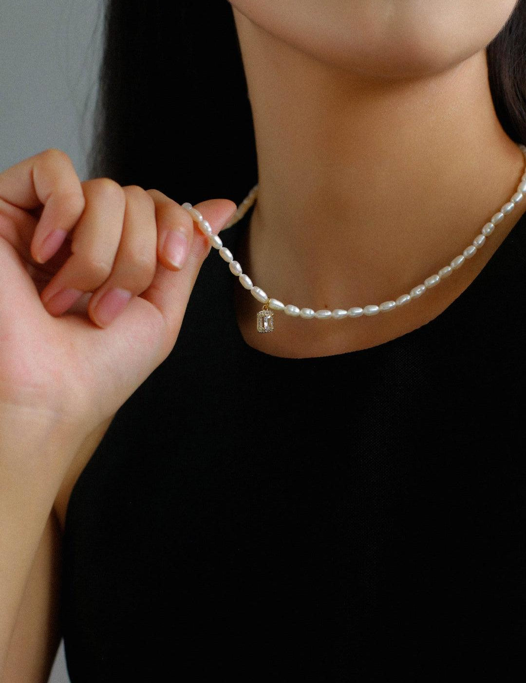 Zircon Pendant Pearl Beaded Necklace - Gembea Jewelry