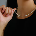 Zircon Pendant Pearl Beaded Necklace