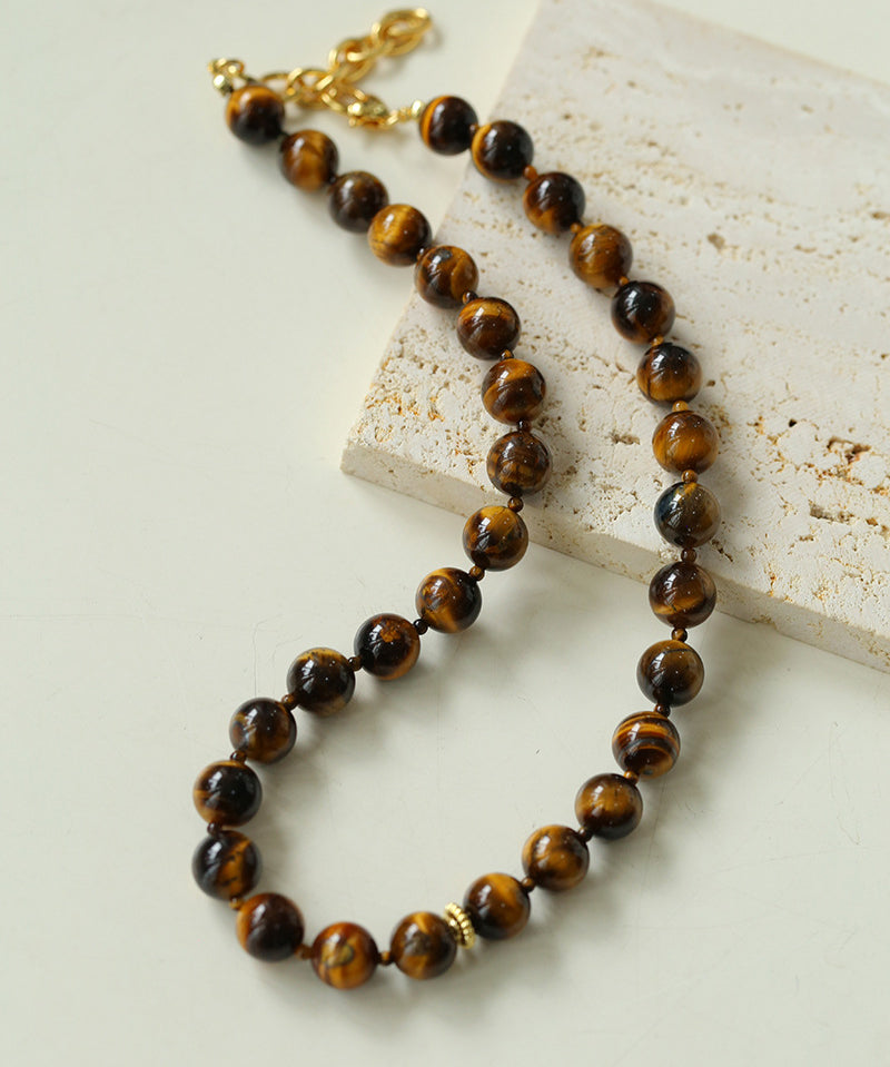 Tiger's Eye Beaded Necklace-Gembea Jewelry