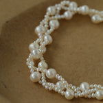 Hand Woven Winding Rice Bead Pearl Choker Necklace