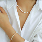 Y-shape Spliced Chain Pearl Necklace