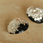 Enamel Glaze Round Chrysanthemum Earrings