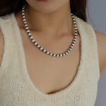 Pearl Colored Stone Beaded Necklace