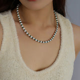 Pearl Colored Stone Beaded Necklace