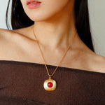 Brushed Metal Agate Pendant Necklace