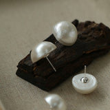 Flying Saucer Cotton Pearl Stud Earrings