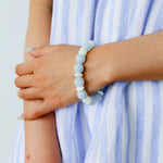 Aquamarine White Scallop Beaded Bracelet Gembea Jewelry