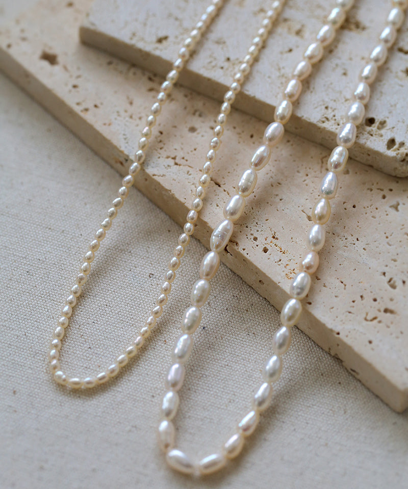 Minimalist Rice Pearl Beaded Necklace-Gembea Jewelry