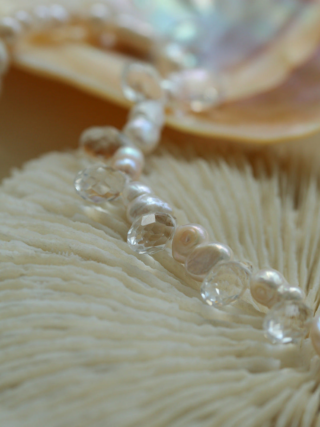 White Crystal Baroque Pearl Necklace