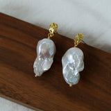 Lava Metal Baroque Pearl Drop Earrings