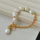 Natural Freshwater Square Pearl Chain Bracelet