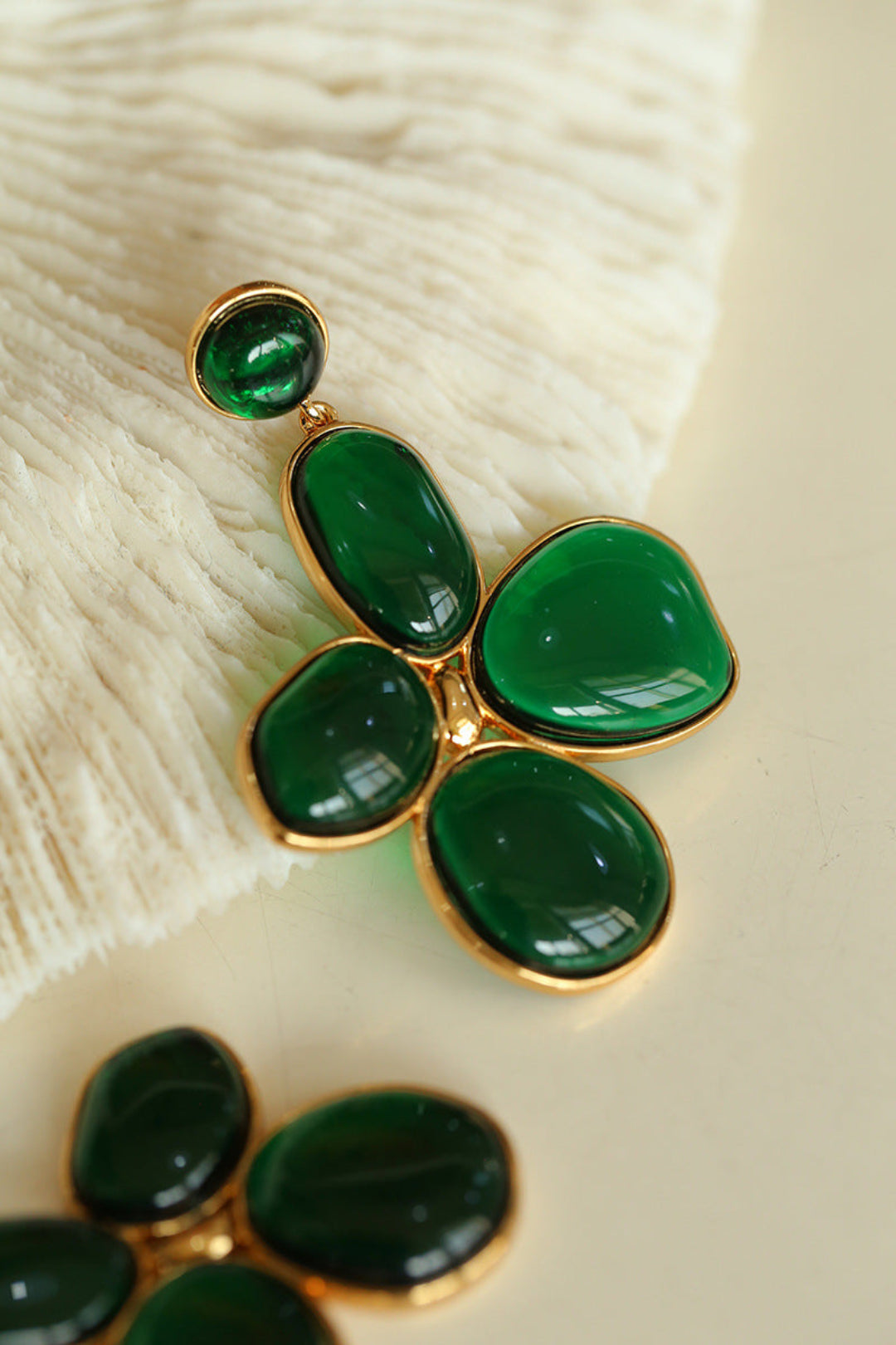 Red and Green Glazed Lilac Earrings