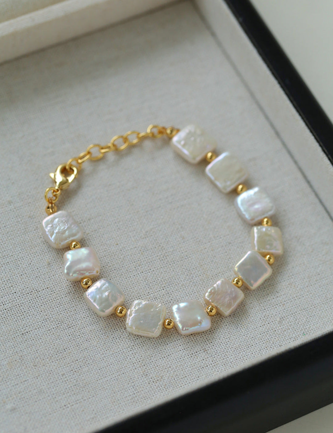 Natural Freshwater Square Pearl Bracelet