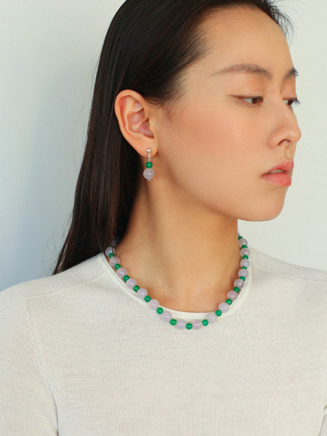 Spring Heartbeat Green Agate Necklace