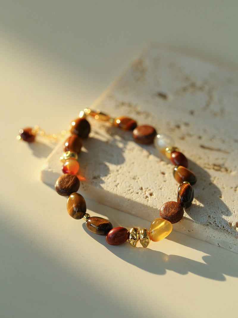 Tiger's Eye Stone Beaded Bracelet-Gembea Jewelry