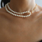 Square Floral Chain Pearl Choker Necklace