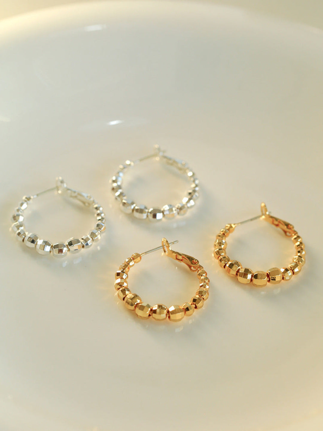 Multilayer Laser Bead Hoop Earrings