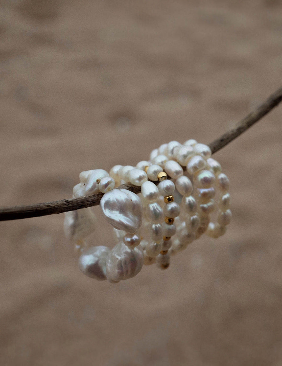 Gembea Jewelry Elastic Irregular Pearl Ring