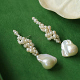 Hand-woven Baroque Winding Pearl Earrings