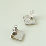 Silver Brushed Double-sided Heart Stud Earrings-Gembea Jewelry