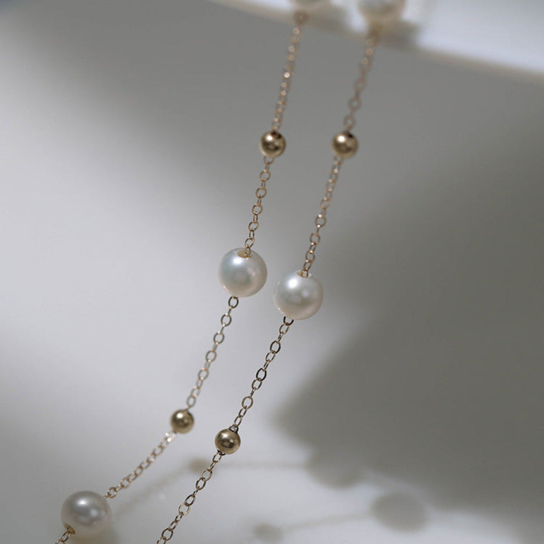 Vintage Star Chain Pearl Necklace