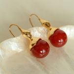 Red and Green Agate Gourd Ear Hook Earrings