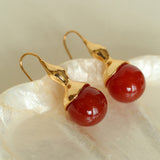 Red and Green Agate Gourd Ear Hook Earrings