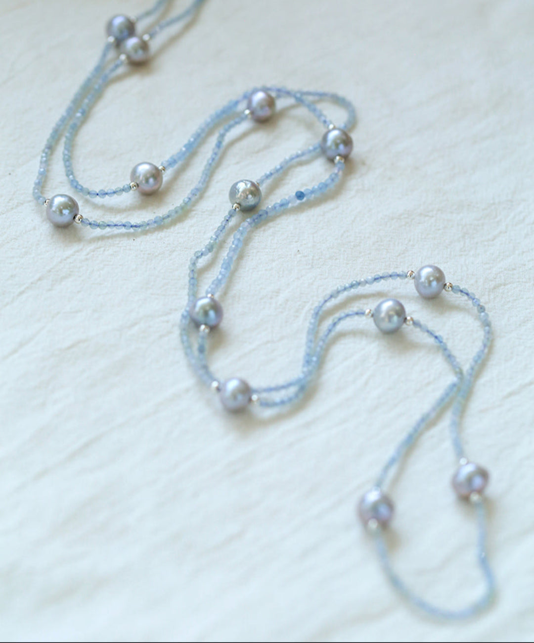 Aquamarine Series Baroque Pearl Ultra Long Necklace