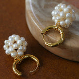 Hand-woven Spherical Pearl Earrings