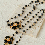 Classic Black Agate Four-leaf Clover Long Necklace