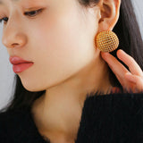 Hollow Wide Metal Stud Earrings