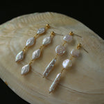 Diamond Baroque Pearl Long Earrings