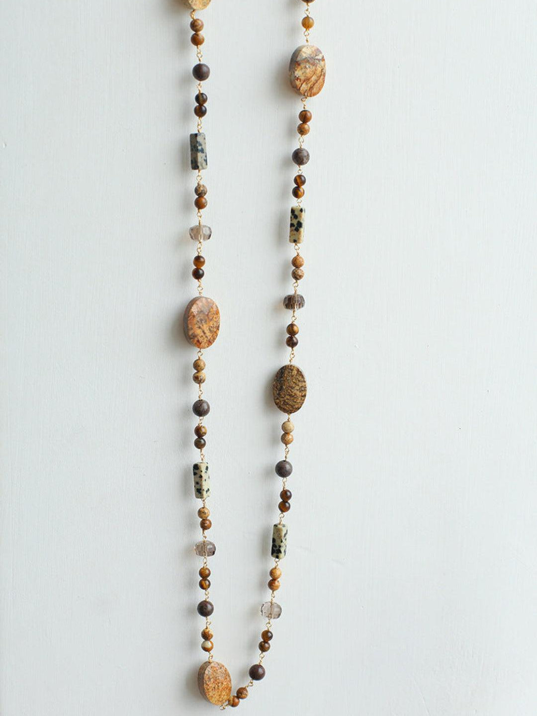 Long Woven Picture Stone Necklace - Gembea Jewelry