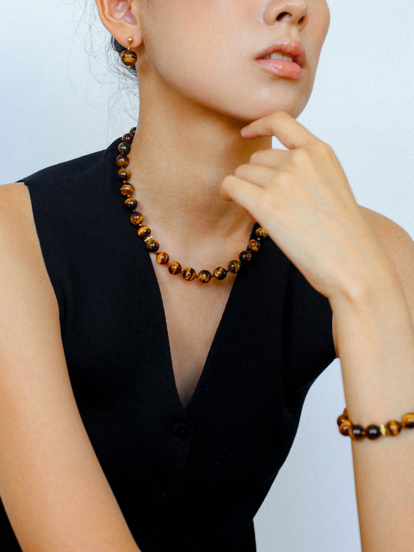 Tiger's Eye Stone Drop Earrings-Gembea Jewelry