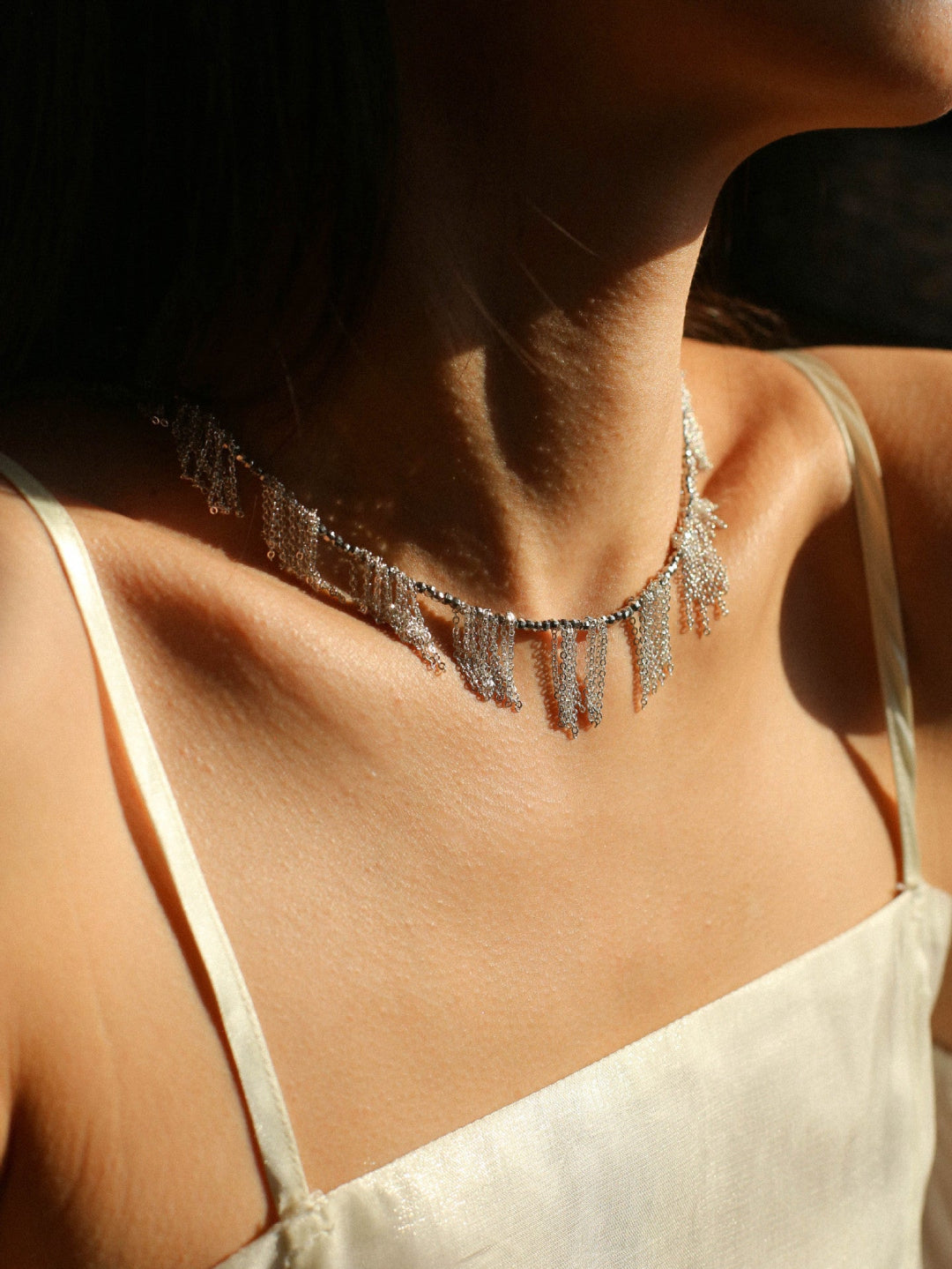 Disco Dancing Silver Tassel Necklace