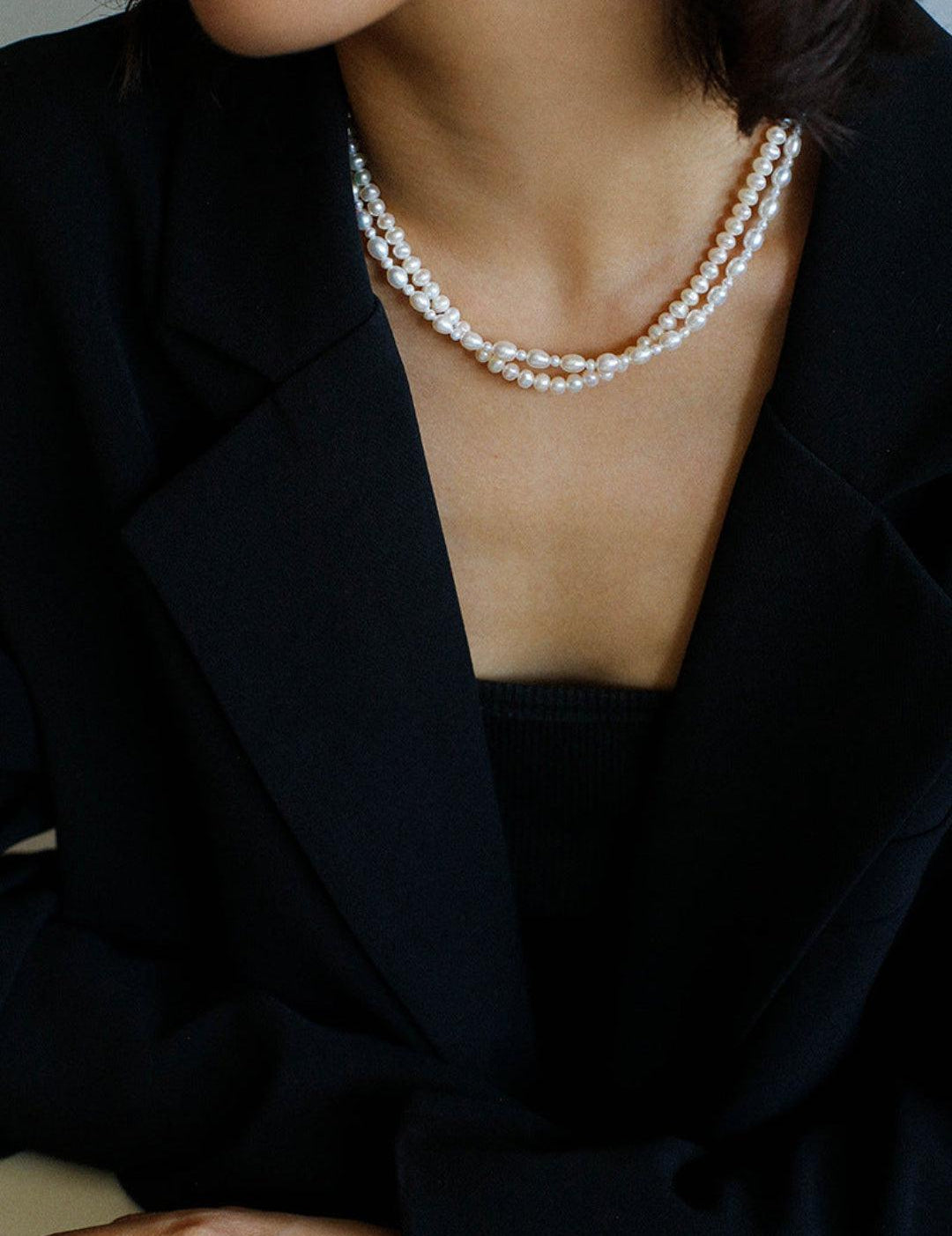 Pull Double Layers Beaded Pearl Necklace - Gembea Jewelry