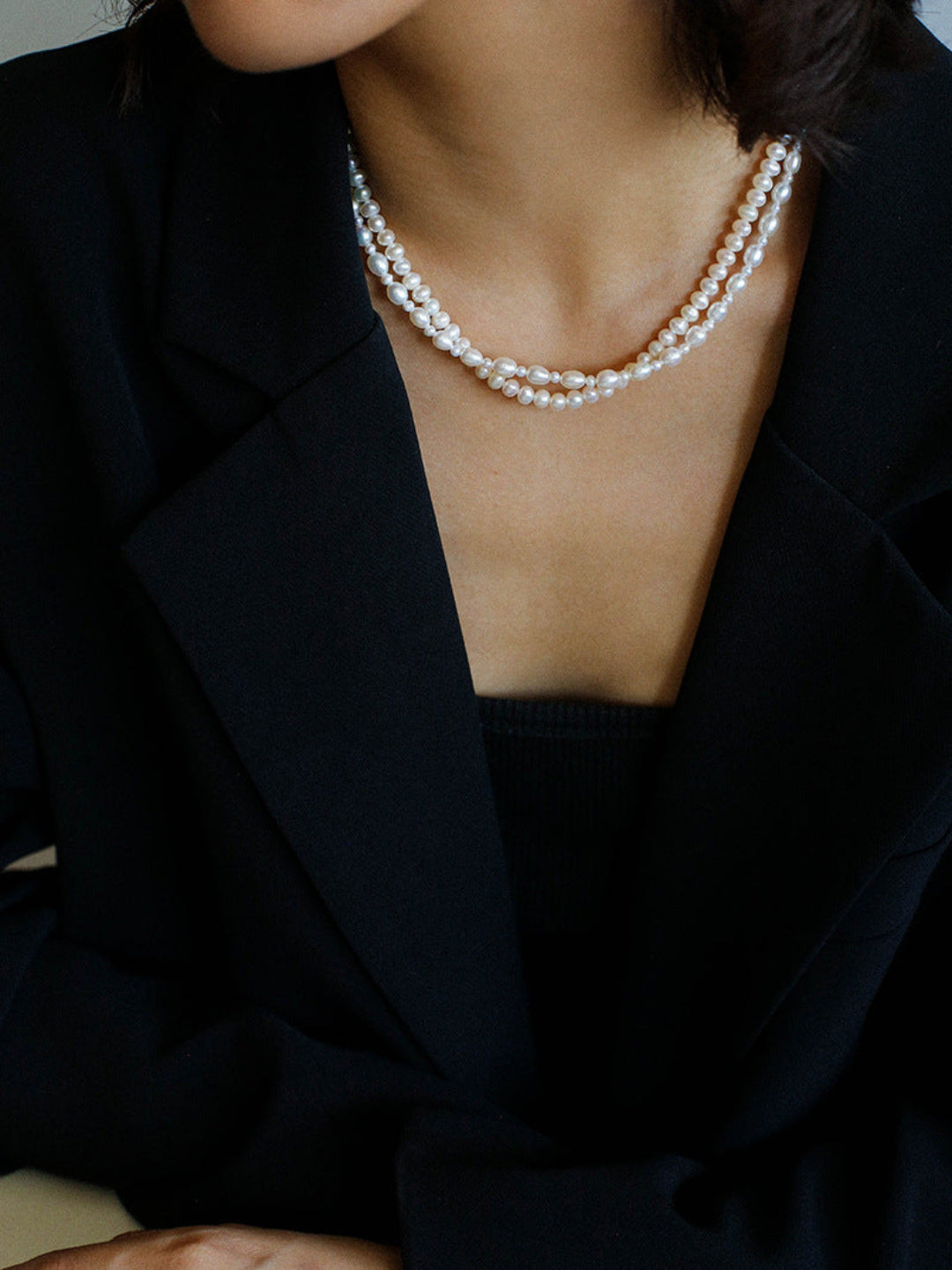 Pull Double Layers Beaded Pearl Necklace