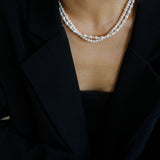 Pull Double Layers Beaded Pearl Necklace