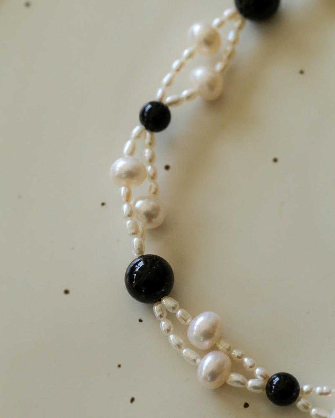 Black Agate Pearl Choker Necklace - Gembea Jewelry