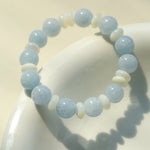 Gembea Jewelry Aquamarine White Scallop Beaded Bracelet