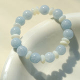 Gembea Jewelry Aquamarine White Scallop Beaded Bracelet