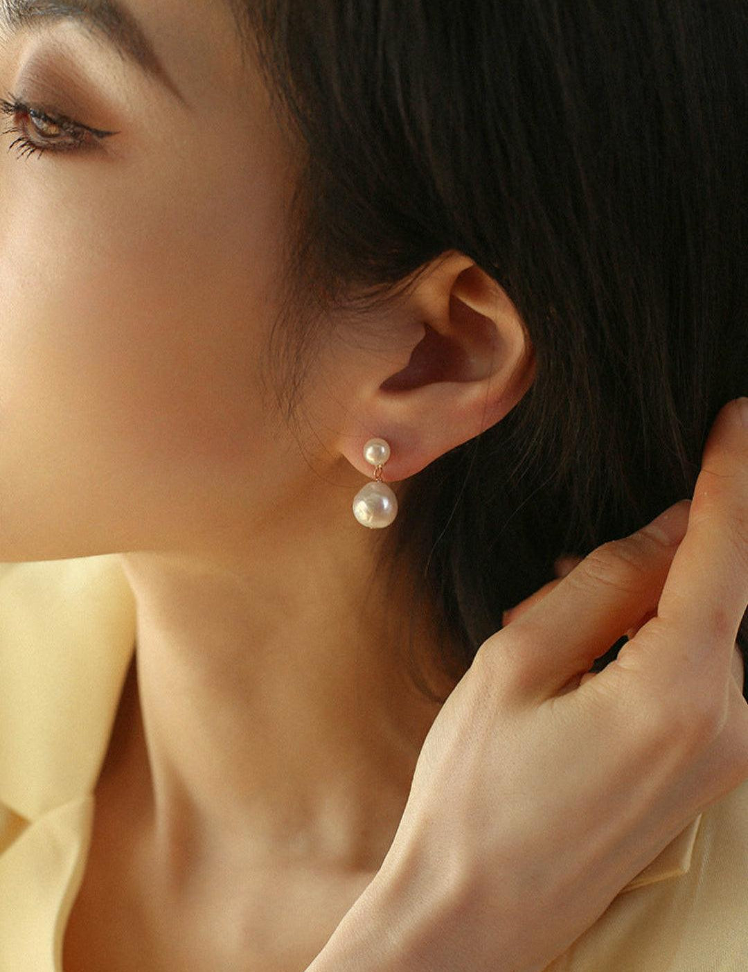 Petite Pearl Drop Studs Earrings - Gembea Jewelry