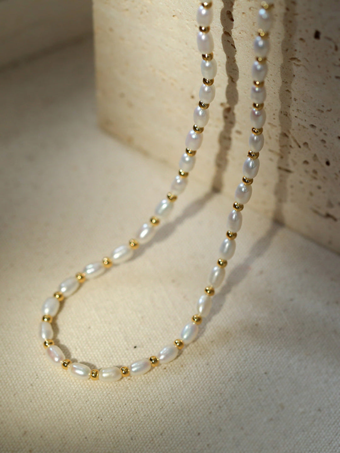 Gembea Jewelry Golden Bean Pearl Beaded Necklace