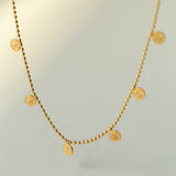 Overlay Embossed Mini Gold Coin Necklace