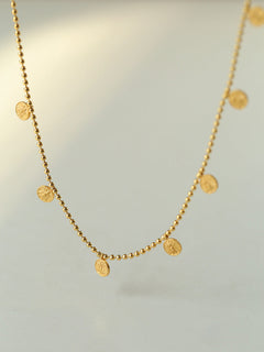 Overlay Embossed Mini Gold Coin Necklace