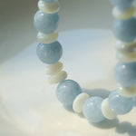 Gembea Jewelry Aquamarine White Scallop Beaded Necklace
