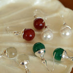 Red and Green Agate Gourd Ear Hook Earrings