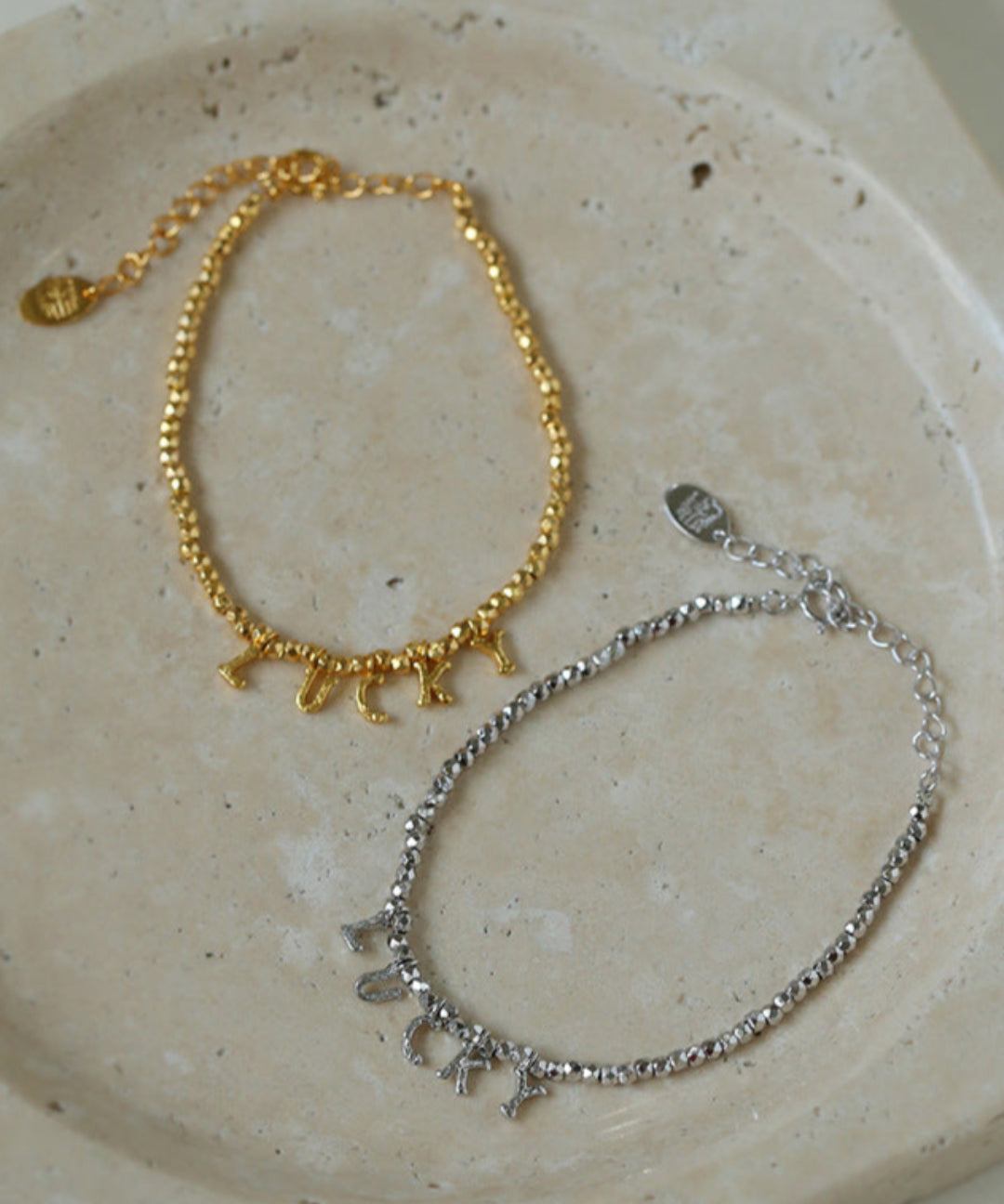 Laser Bead Lucky Letter Bracelet